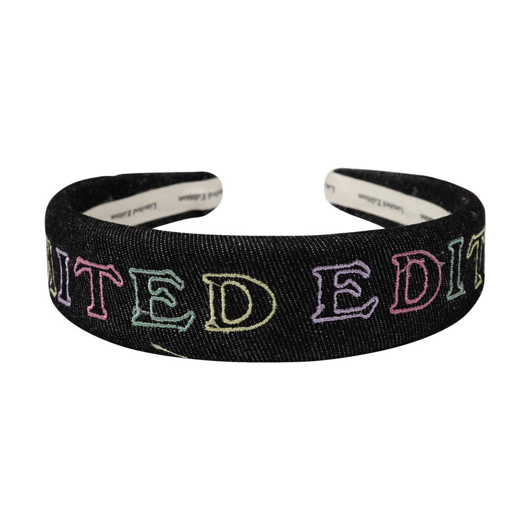 headband pastel embroidered logo - black denim-5