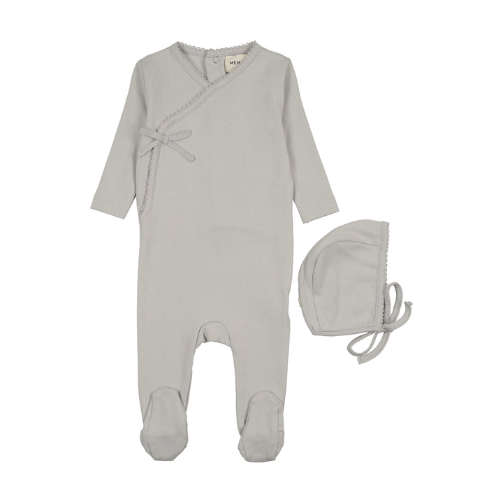 footie pointelle elephant wrap with bonnet - gray dawn