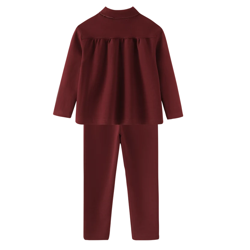 set outfit turtleneck robe - burgundy