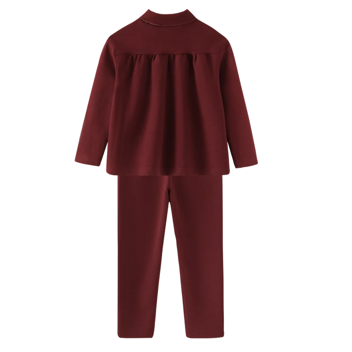set outfit turtleneck robe - burgundy