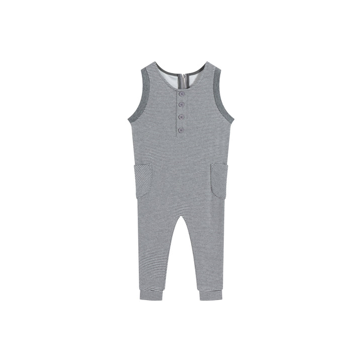 one piece stripe overalls - grey