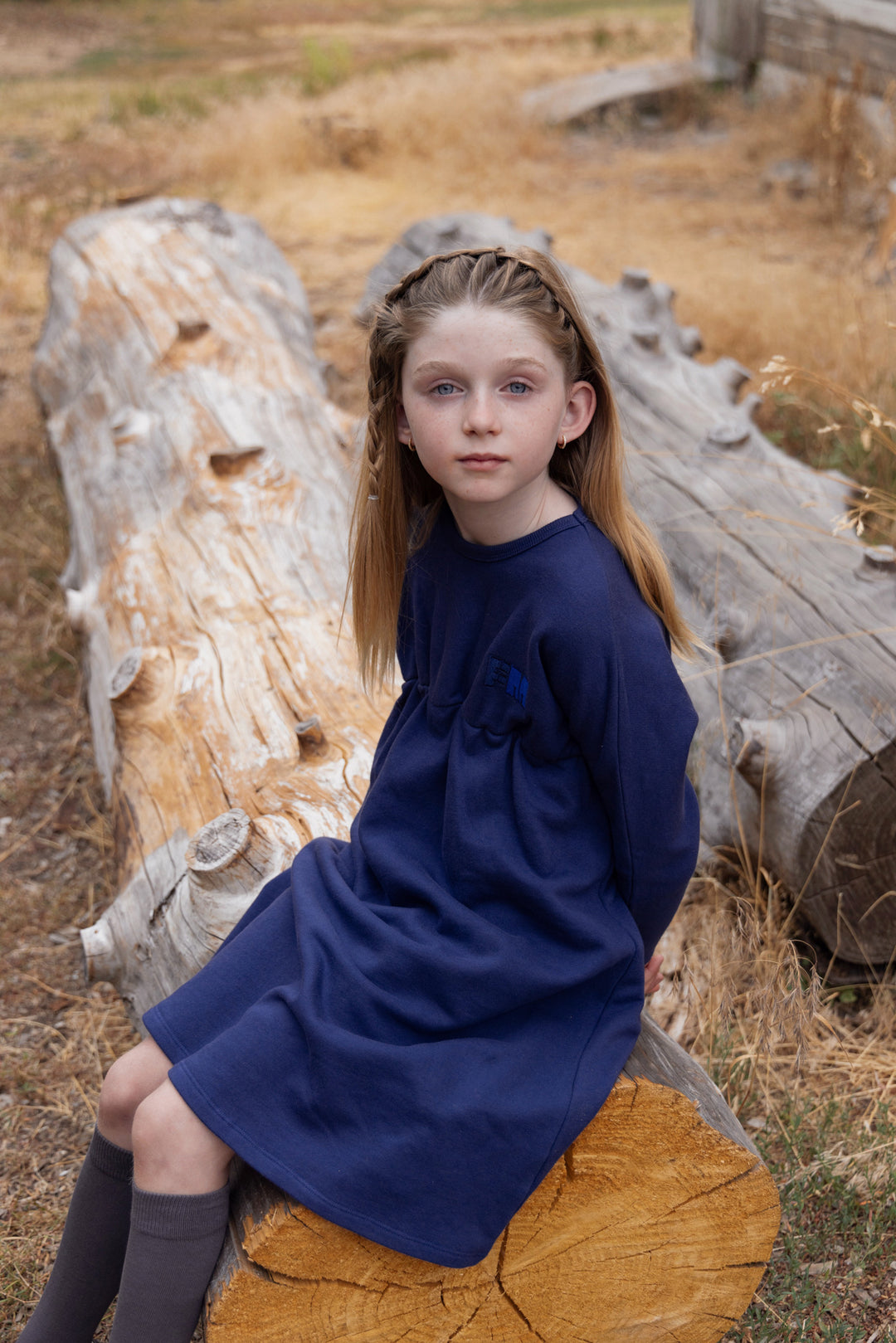 dress washed puff sleeves sweat - washed blue