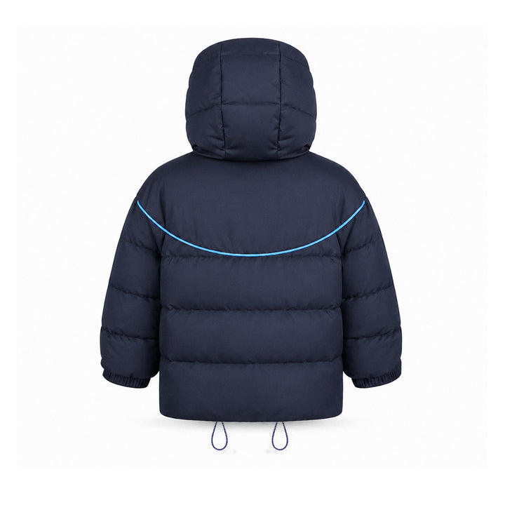 coat padded drawstring piped detail with hood - navy