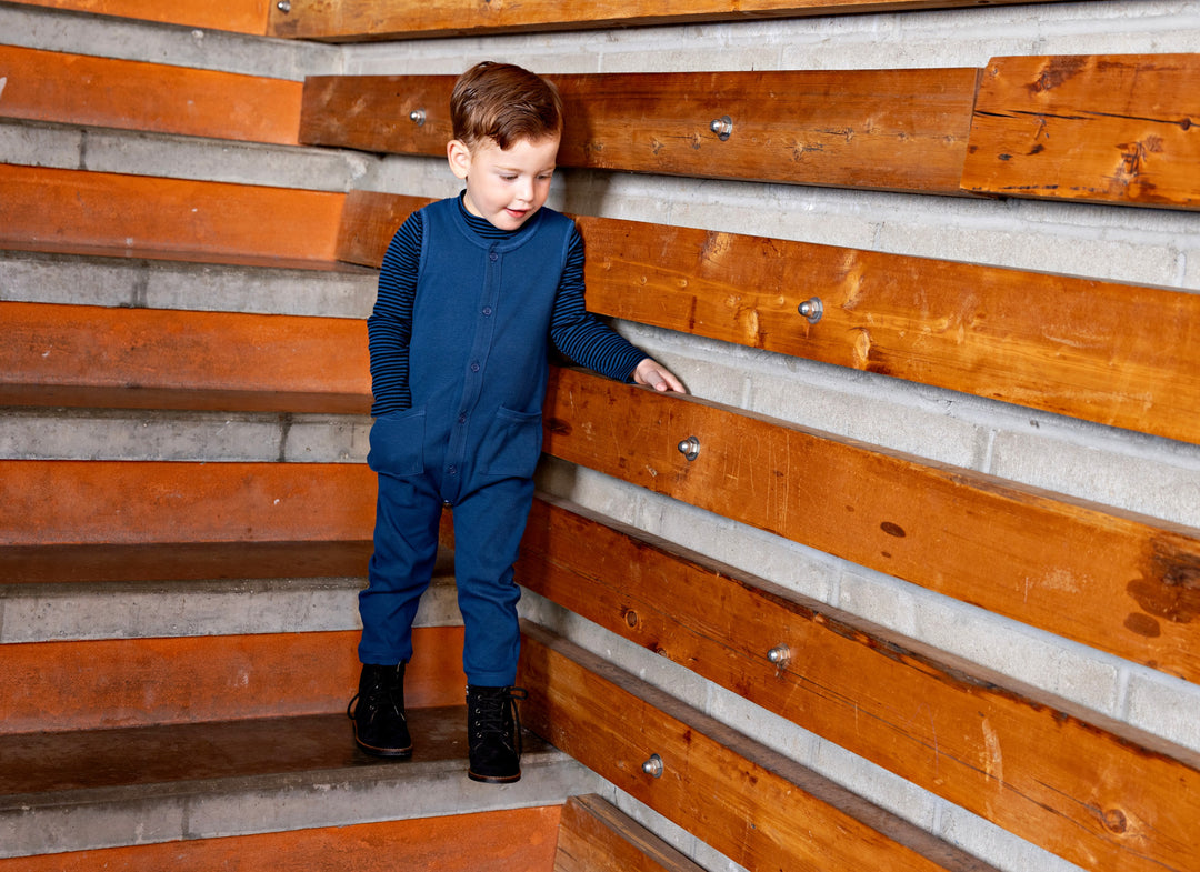 onesie striped mock neck - black/blue