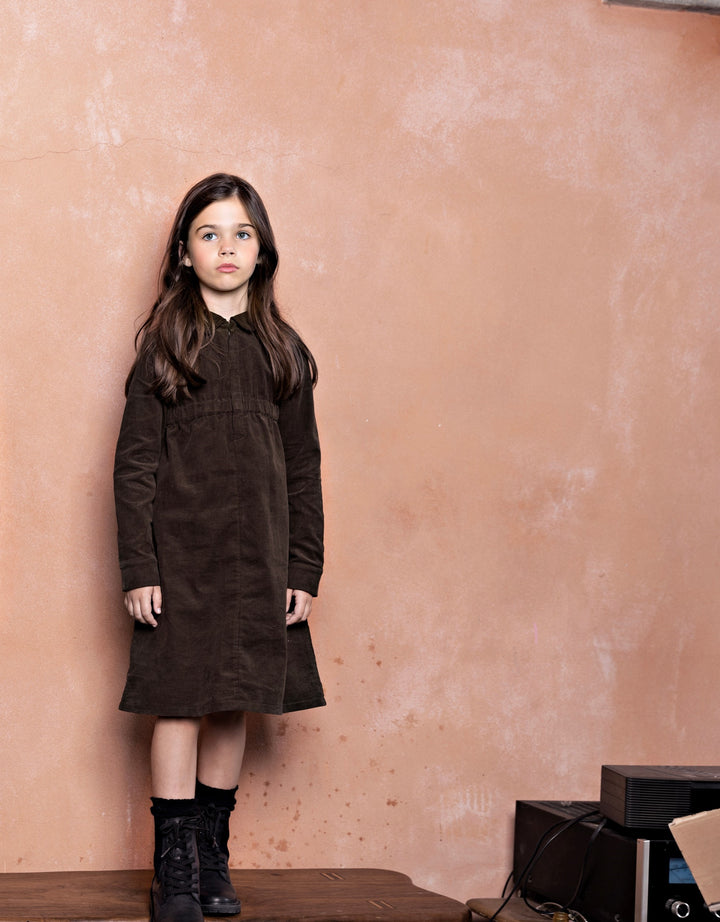 dress corduroy with collar - olive