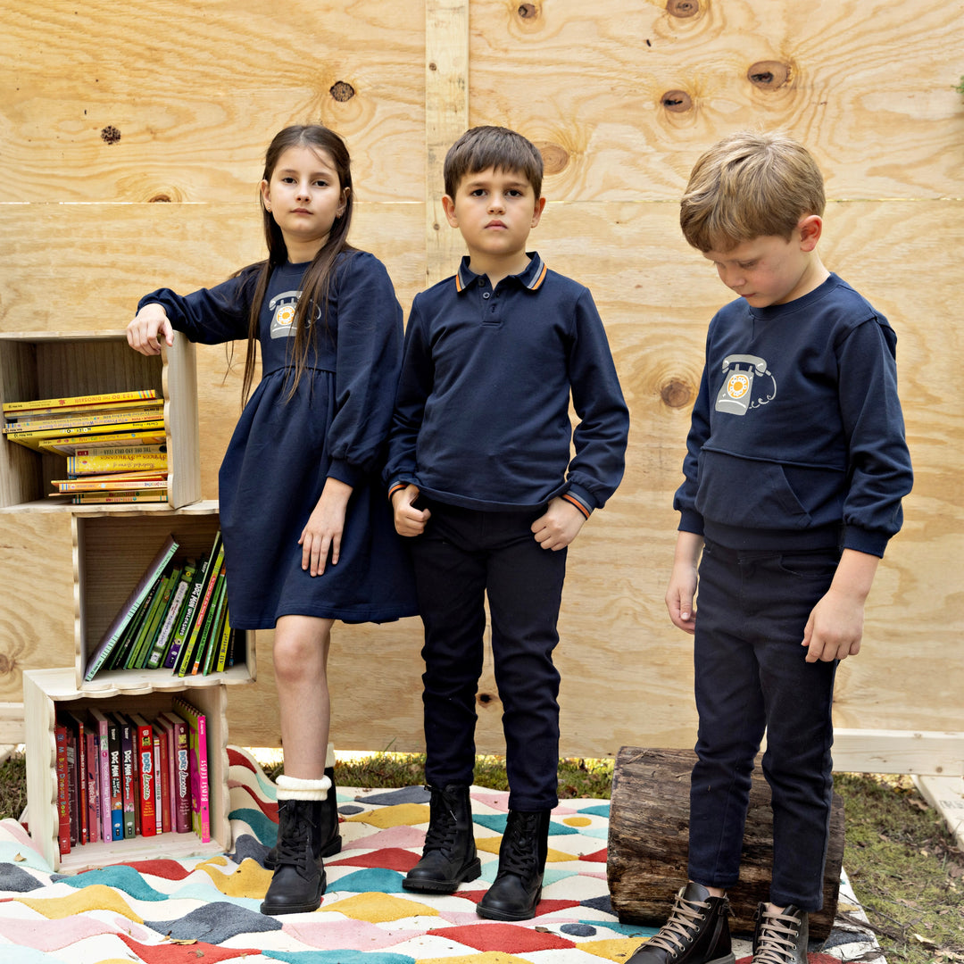 polo l/s retro phone - navy