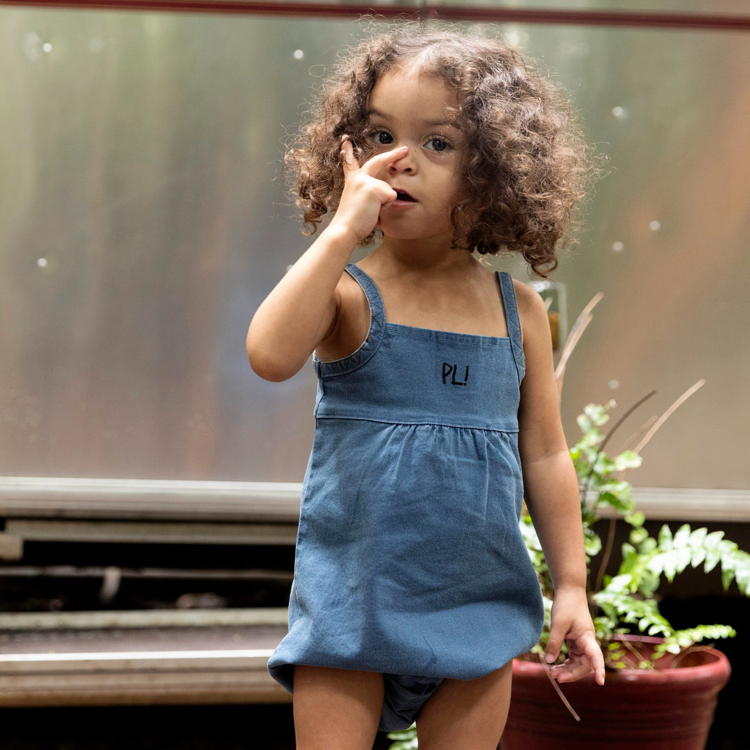 one piece romper strap play denim - denim