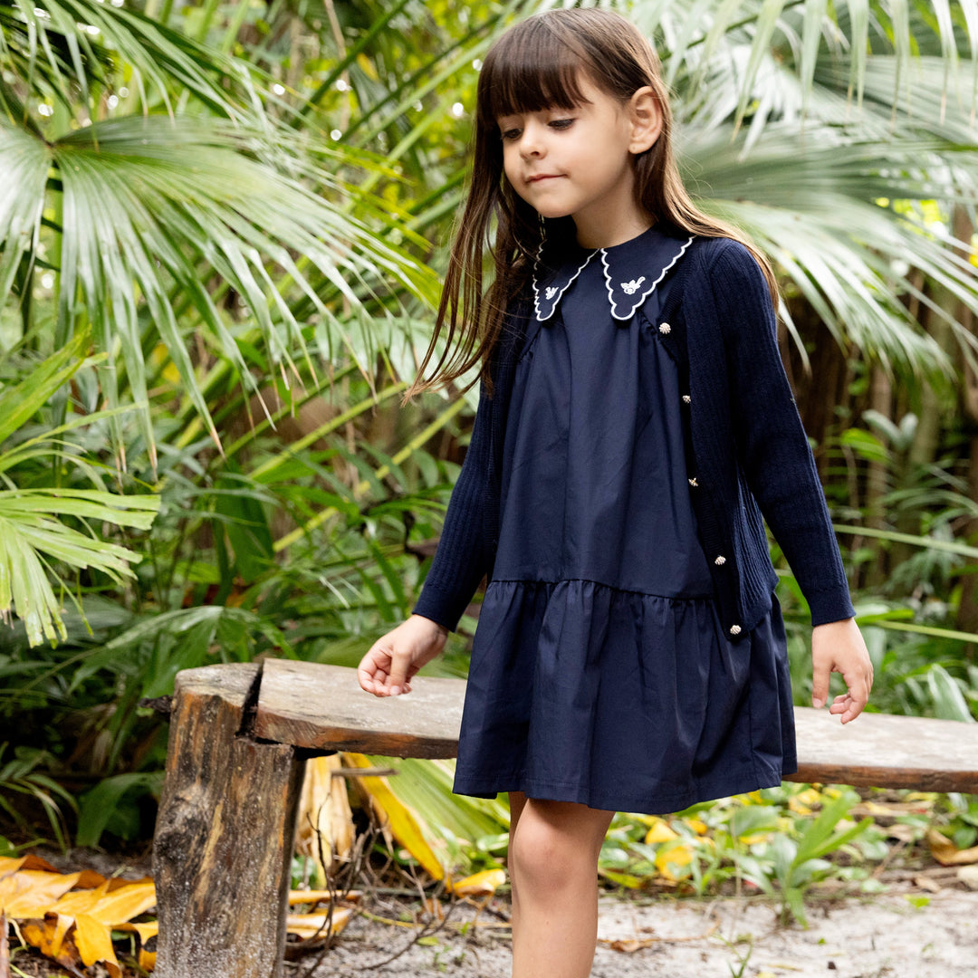 cardigan pearl button - navy