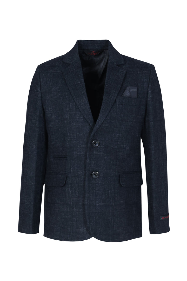 suit checkered wool look stretch - black