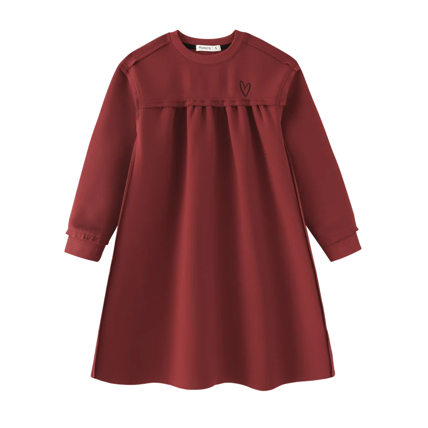 dress high waisted drop shoulder - burgundy