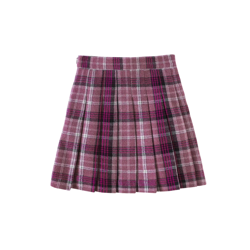 skirt plaid pleated - magenta plaid