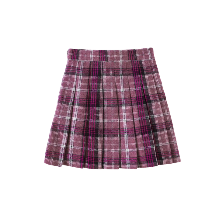 skirt plaid pleated - magenta plaid