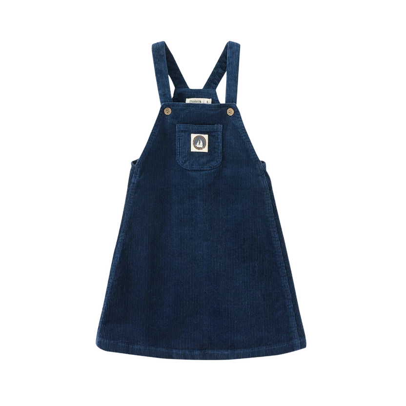 dress pinafore with center pocket jumper - royal blue