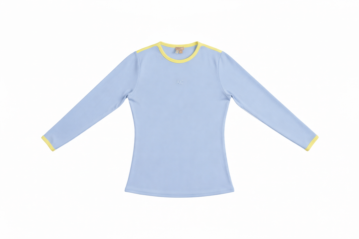 tee l/s ribbed contrast trim - blue