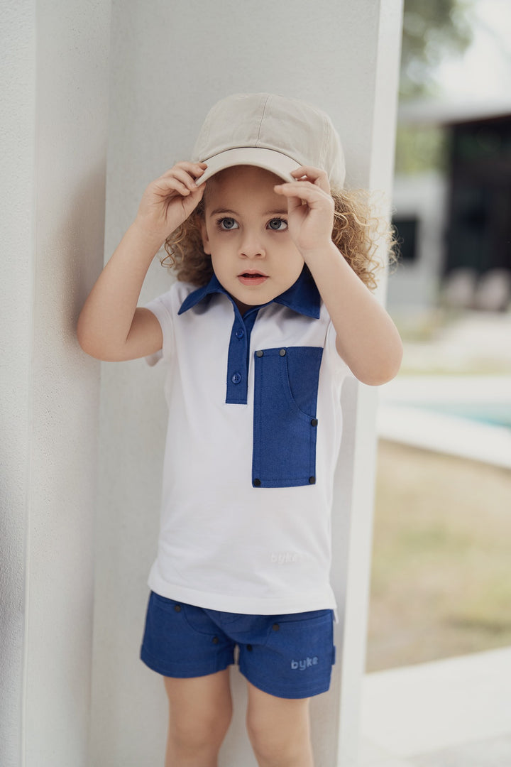 shorts denim pocket - royal blue