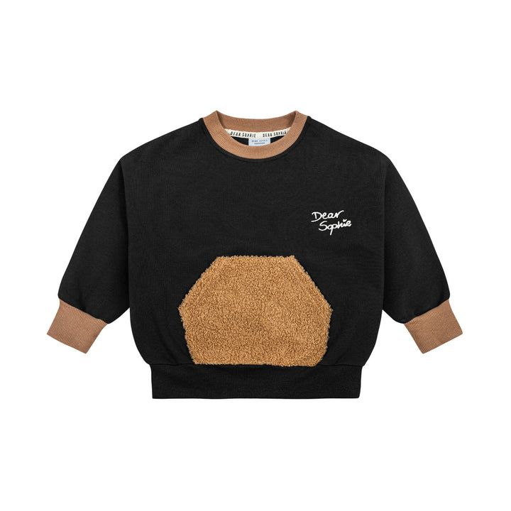top l/s sherpa pocket sweatshirt - black