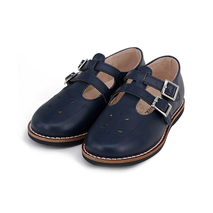 shoes estella clunky double t strap - navy leather
