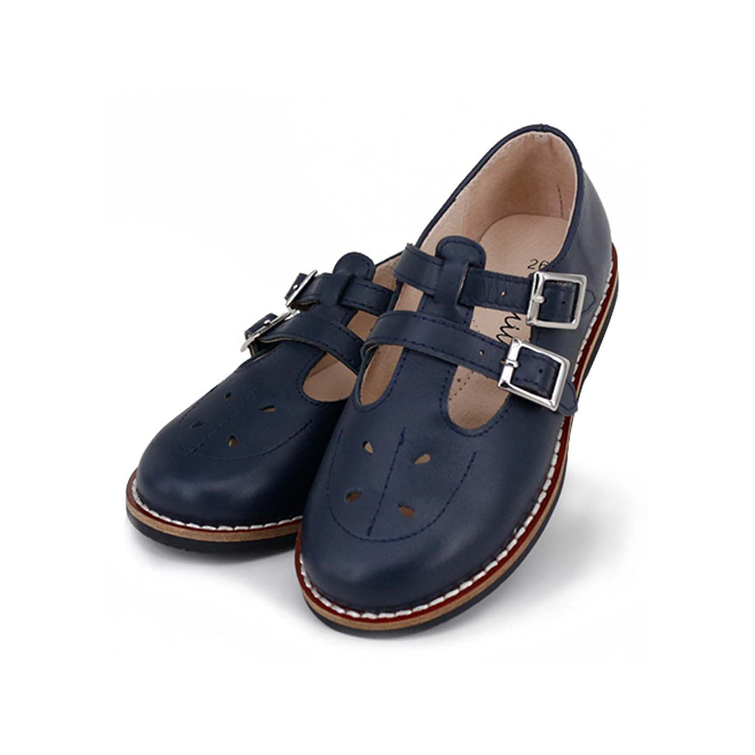 shoes estella clunky double t strap - navy leather