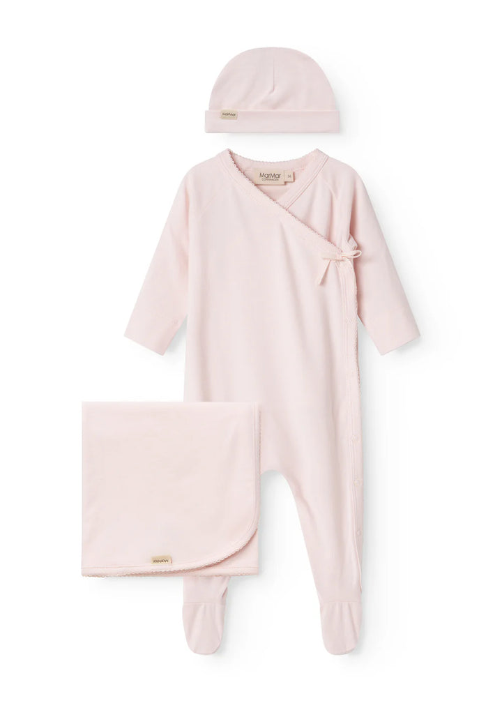 set footie gift box hat and blanket - rosa
