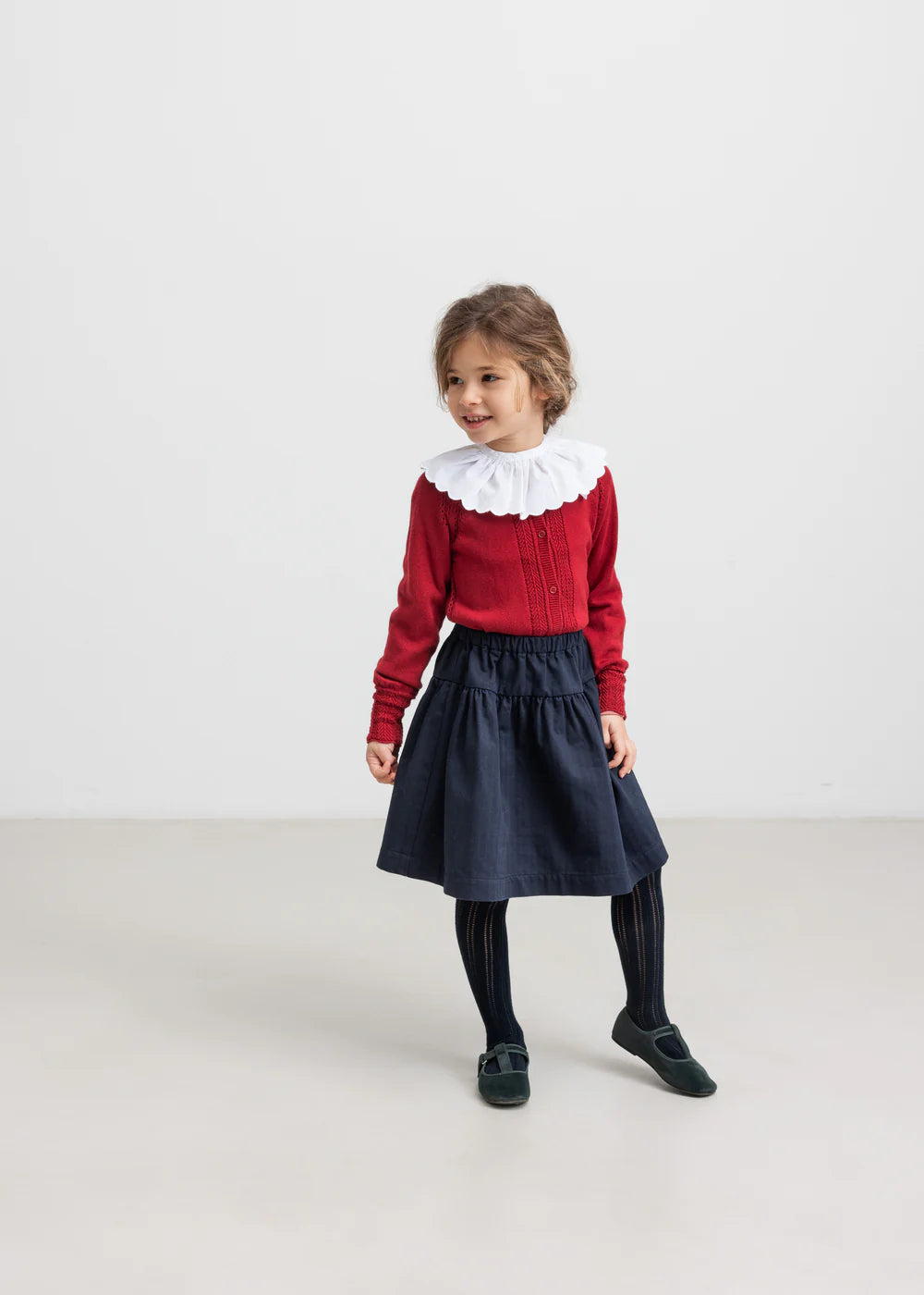 top l/s knitted lace cardigan - hibiscus red