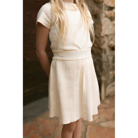 skirt knit pleated - cream