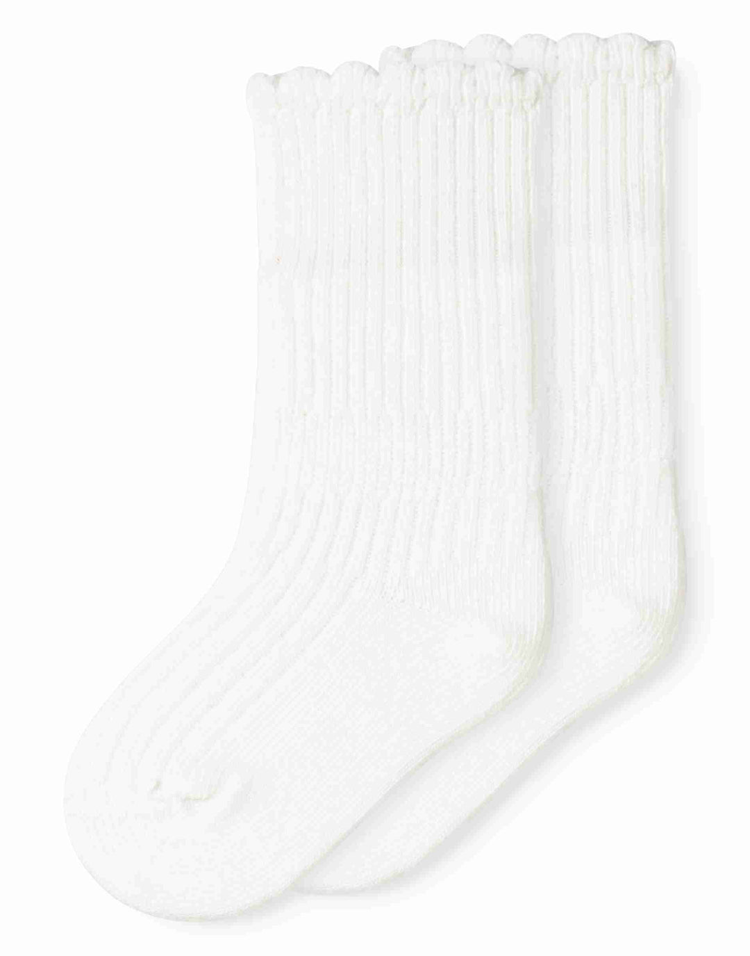 socks newborn scalloped 2 pk - white