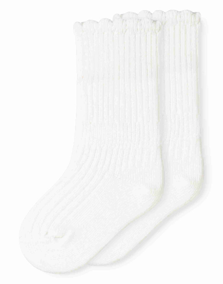 socks newborn scalloped 2 pk - white