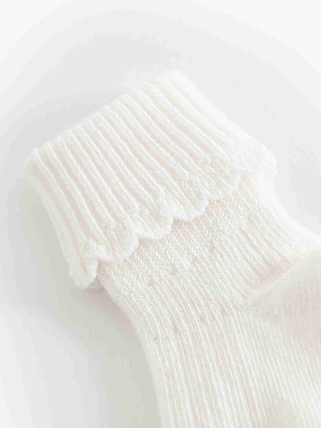 socks newborn scalloped 2 pk - white
