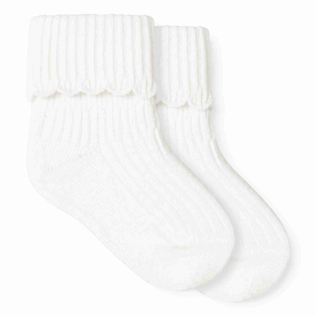 socks newborn scalloped 2 pk - white