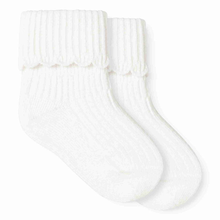 socks newborn scalloped 2 pk - white