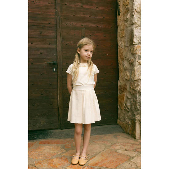 skirt knit pleated - cream