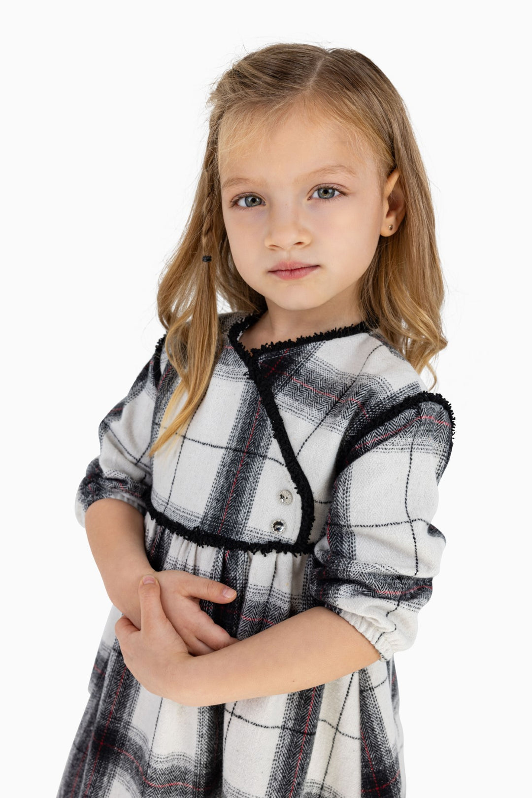 dress plaid high waisted wrap top - white