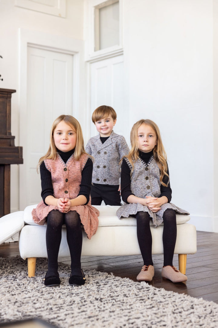 dress speckled knit pleated bottom with pockets - heather