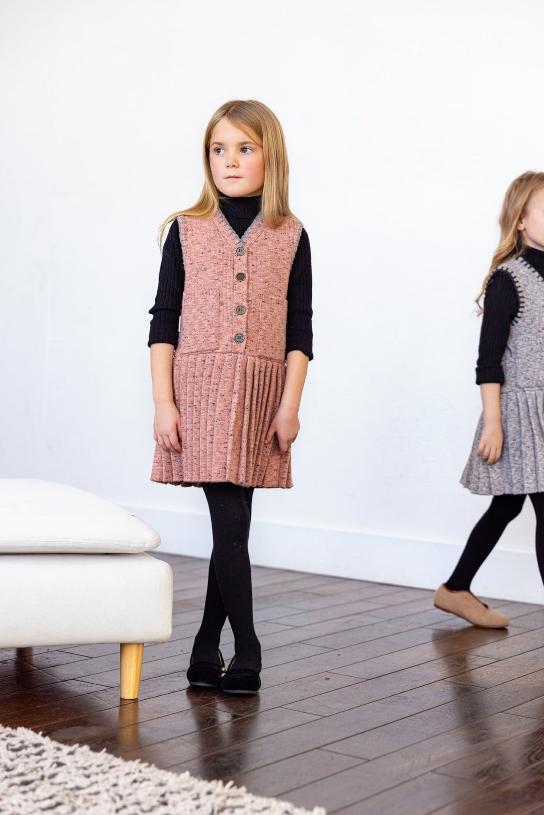 dress speckled knit pleated bottom with pockets - heather