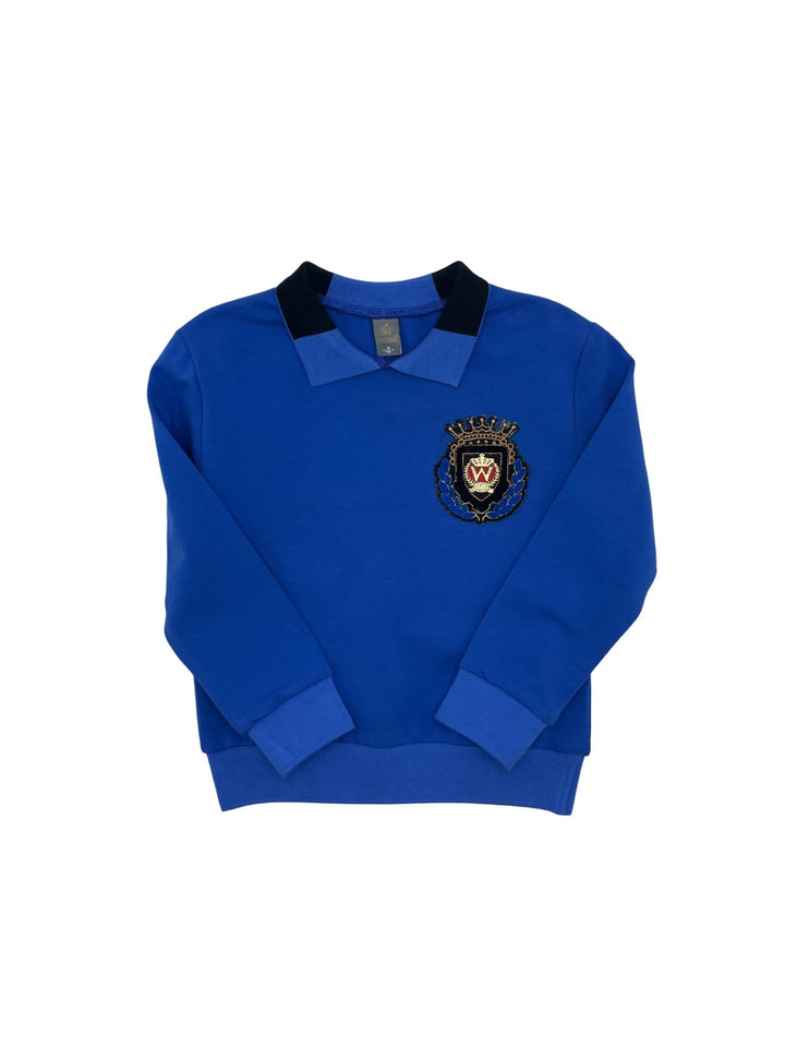 top l/s emblem sweatshirt with color block collar - royal