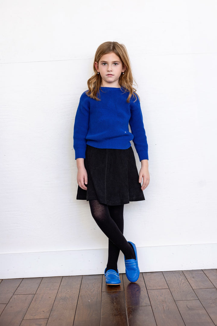 top l/s knitted star sweater - royal