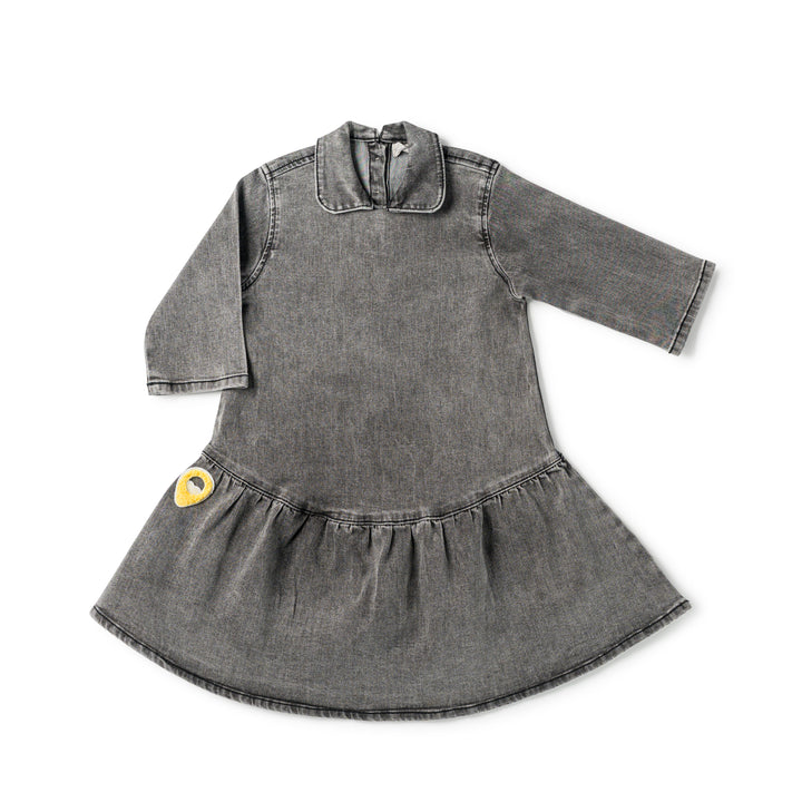 dress denim sherpa patch with tie collar - black wash