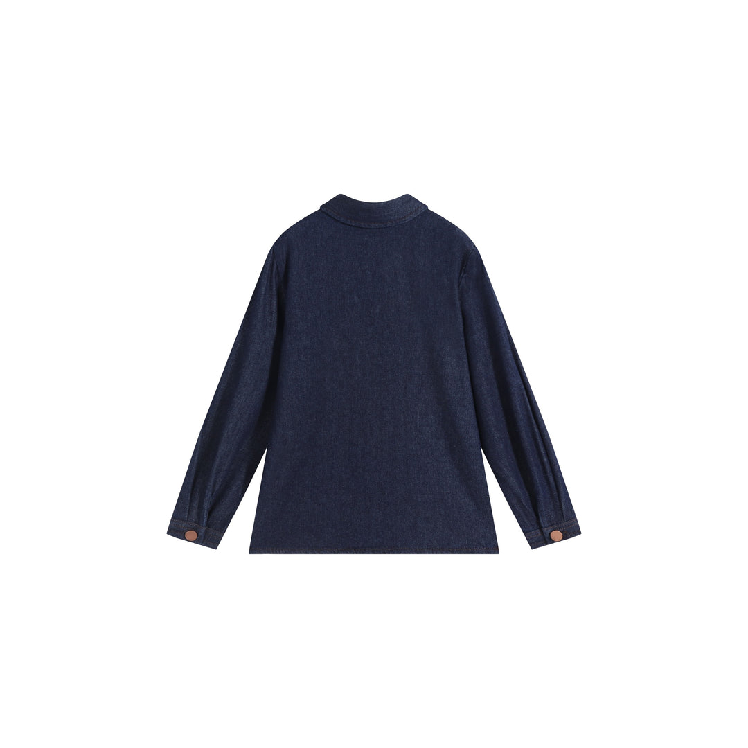 shirt l/s trim stitch - denim