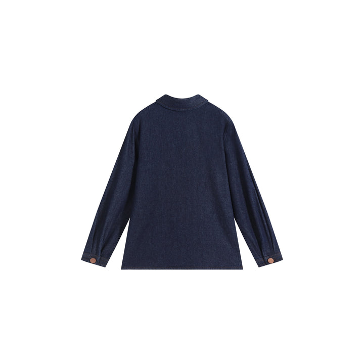 shirt l/s trim stitch - denim