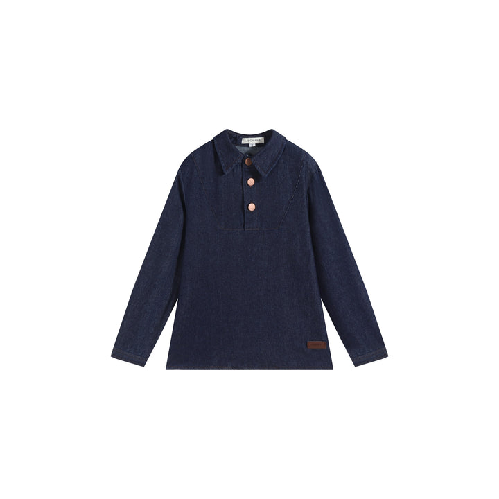 shirt l/s trim stitch - denim