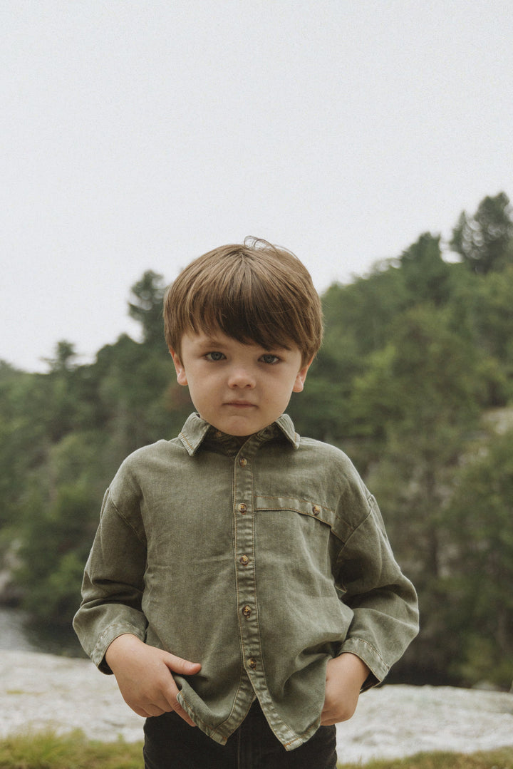 shirt l/s denim - washed green