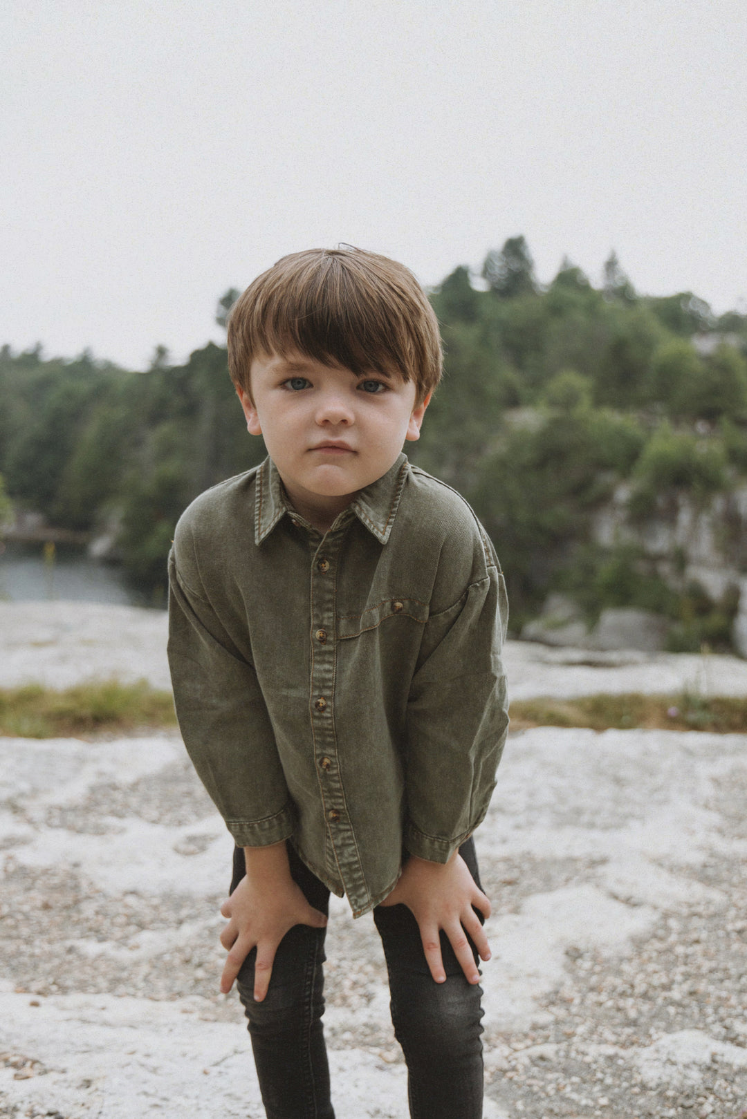 shirt l/s denim - washed green