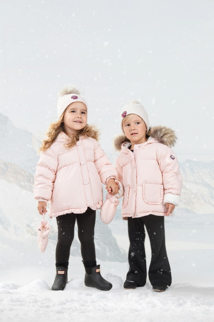 hat chunky knit logo beanie - pale pink