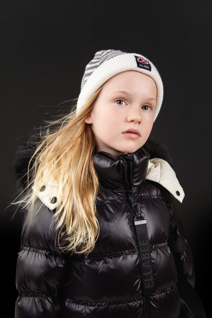 hat chevron knit beanie - white/black