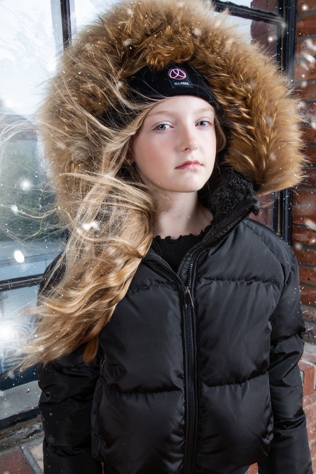 hat cuffed logo - black