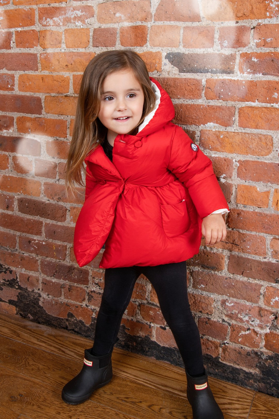 coat double breasted flared with peblem - red