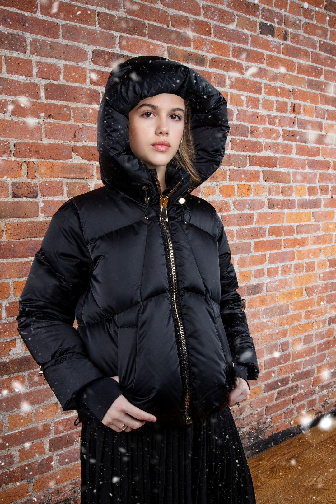 coat isabella gold zipper down - black