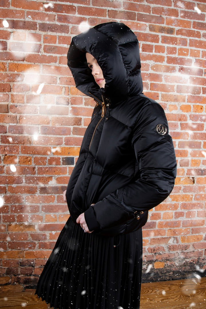 coat isabella gold zipper down - black