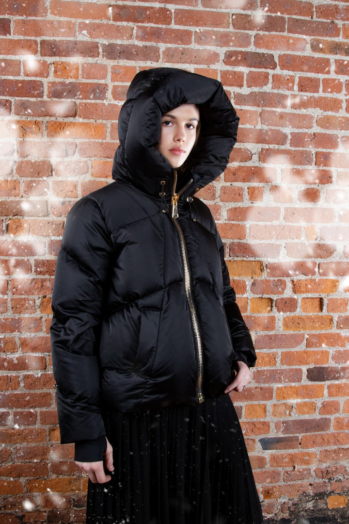 coat isabella gold zipper down - black
