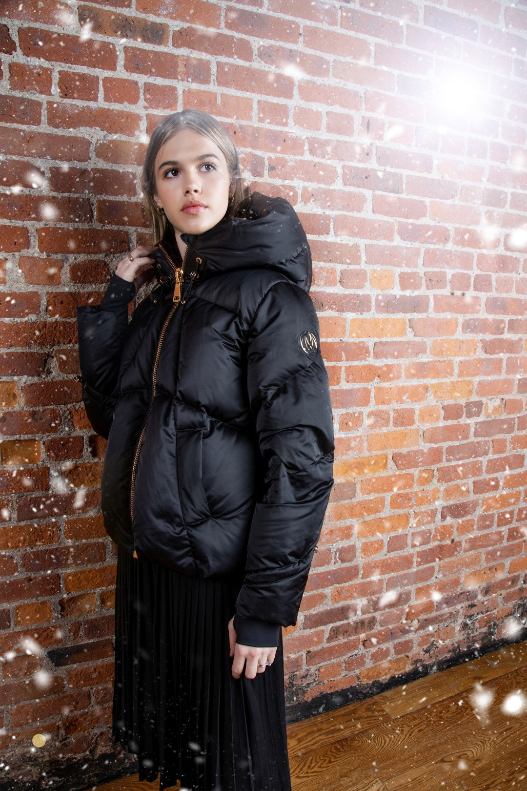 coat isabella gold zipper down - black